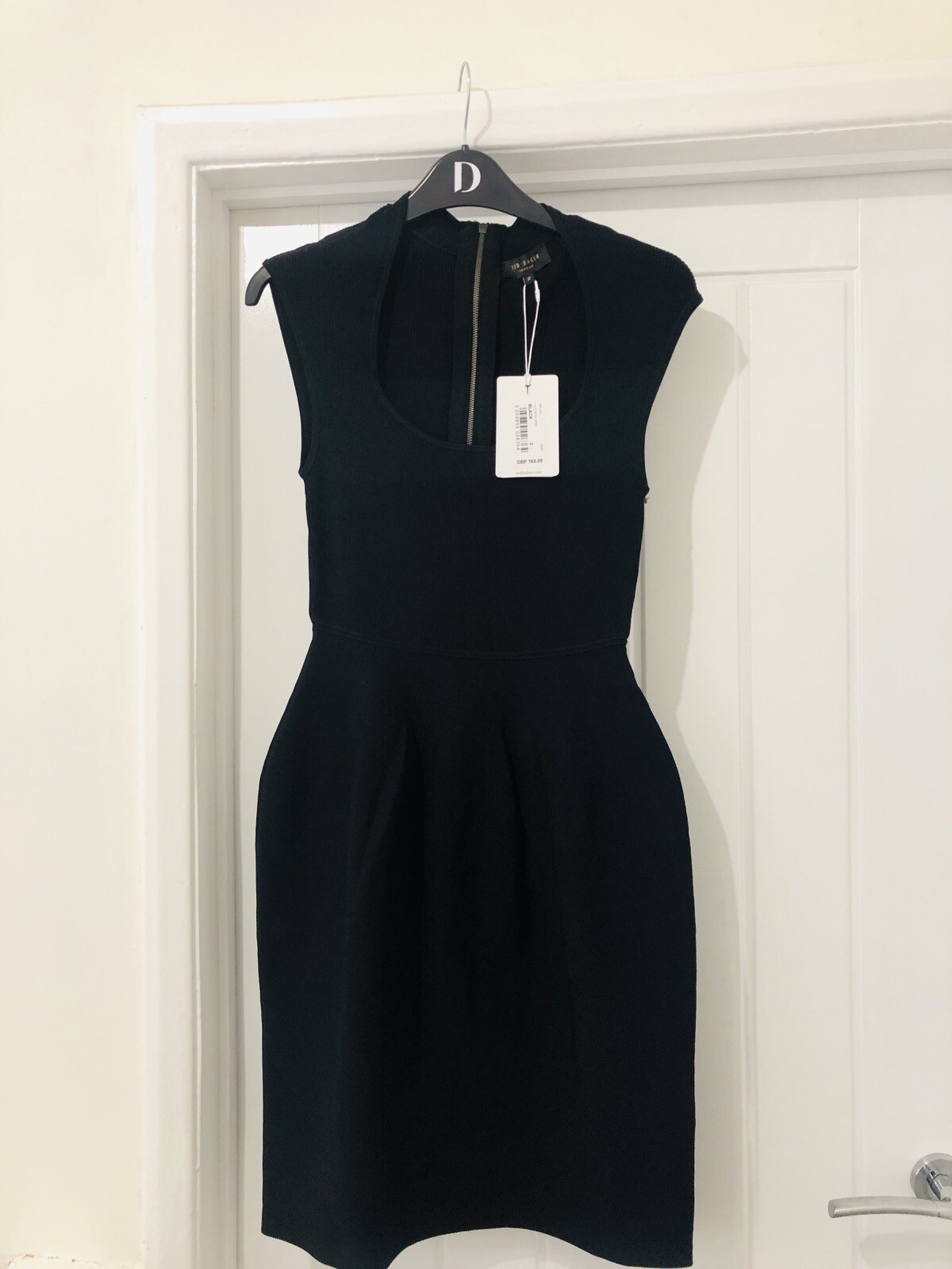 £165 TED BAKER Judit tulip skirt bodycon wiggle dress knit cocktail LBD 2 Uk 10
