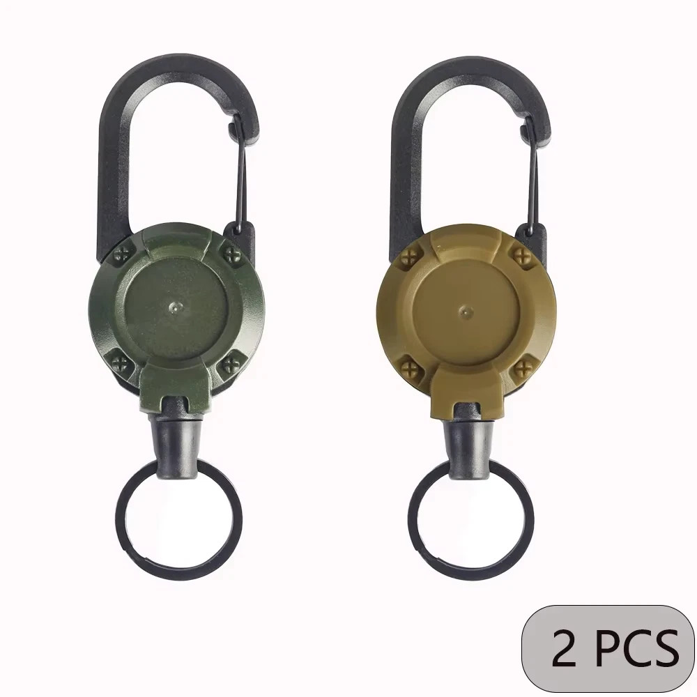 1/2/4Pcs Retractable Heavy Duty Carabiner Reel Keychain Steel Wire Badge Holder