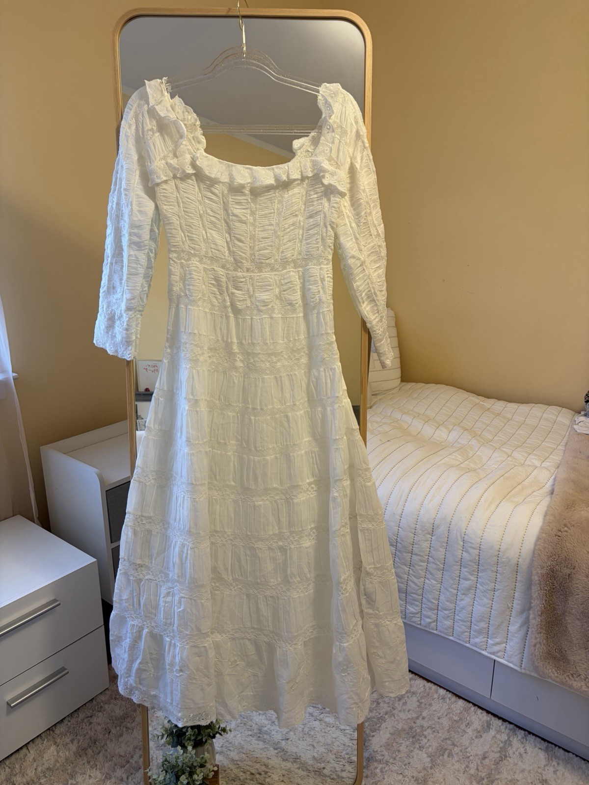 DÔEN Anneliese Dress Salt XS NWT White Lace Prairie Maxi Dress