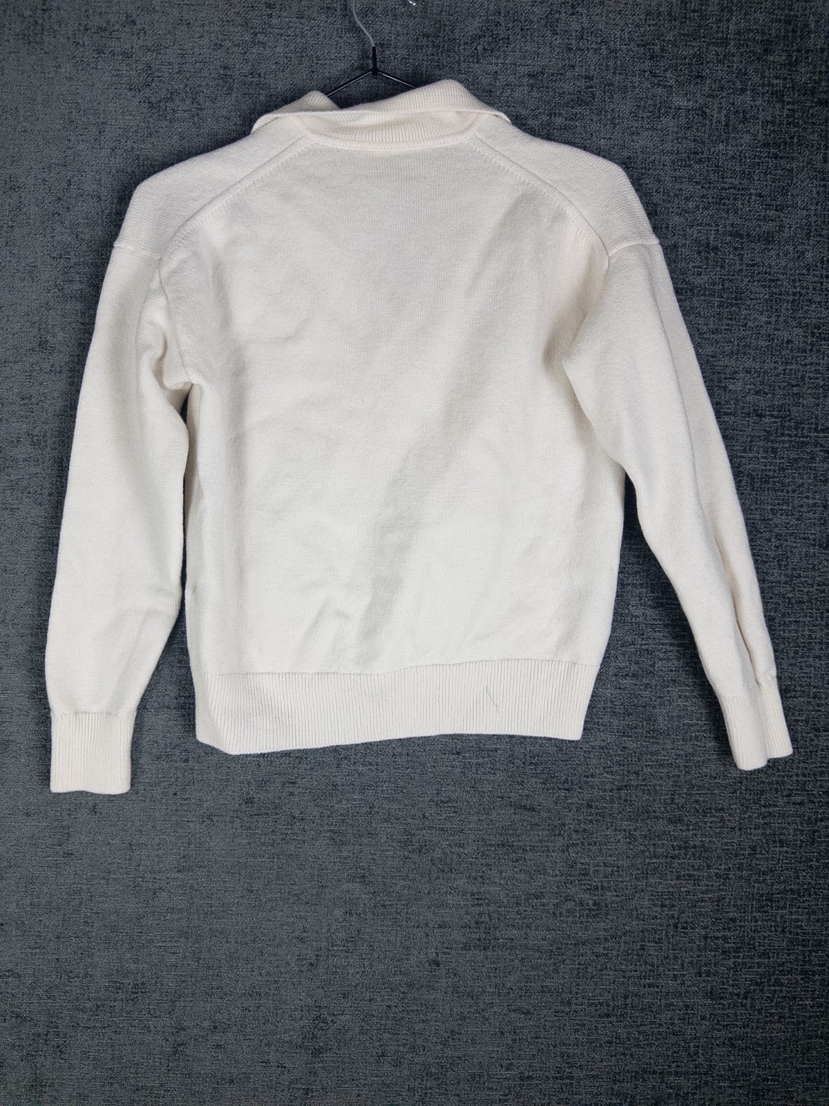 Wilfed Aritzia Merino Wool Polo Sweater Womens M Ivory Pullover Knit Preppy