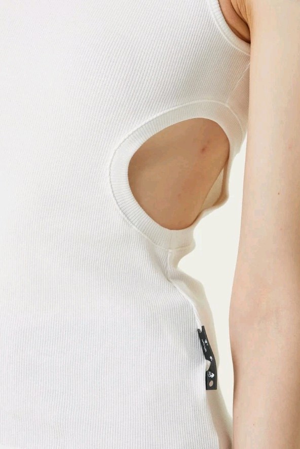 Woman’s Off-White Meteor Ribbed Tank Top Shirt Size 36IT (0US) XXS-XS White
