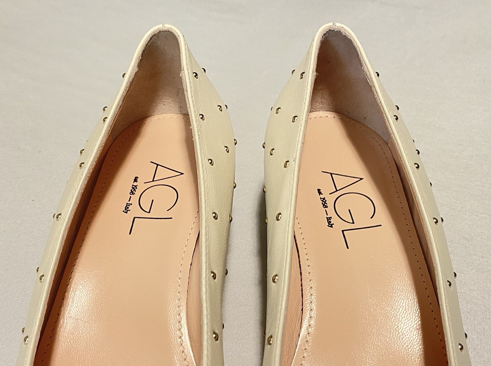 NWOB AGL 30mm Lenor Pumps Stud Embellished Women Kitten Heel EU37/US7 MSRP $495