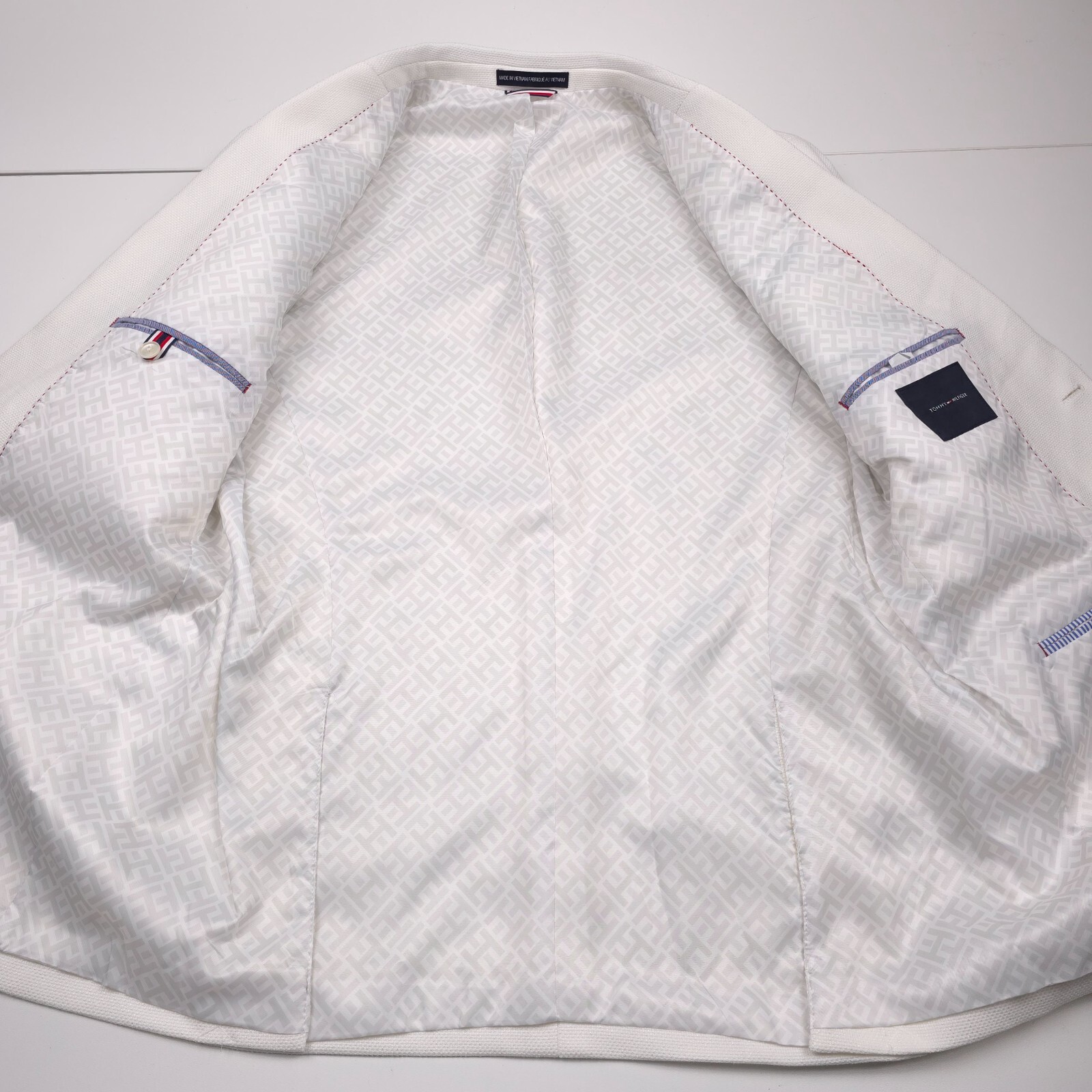 $295 Tommy Hilfiger Conrad Solid White Textured Blazer Jacket Mens Size 42R
