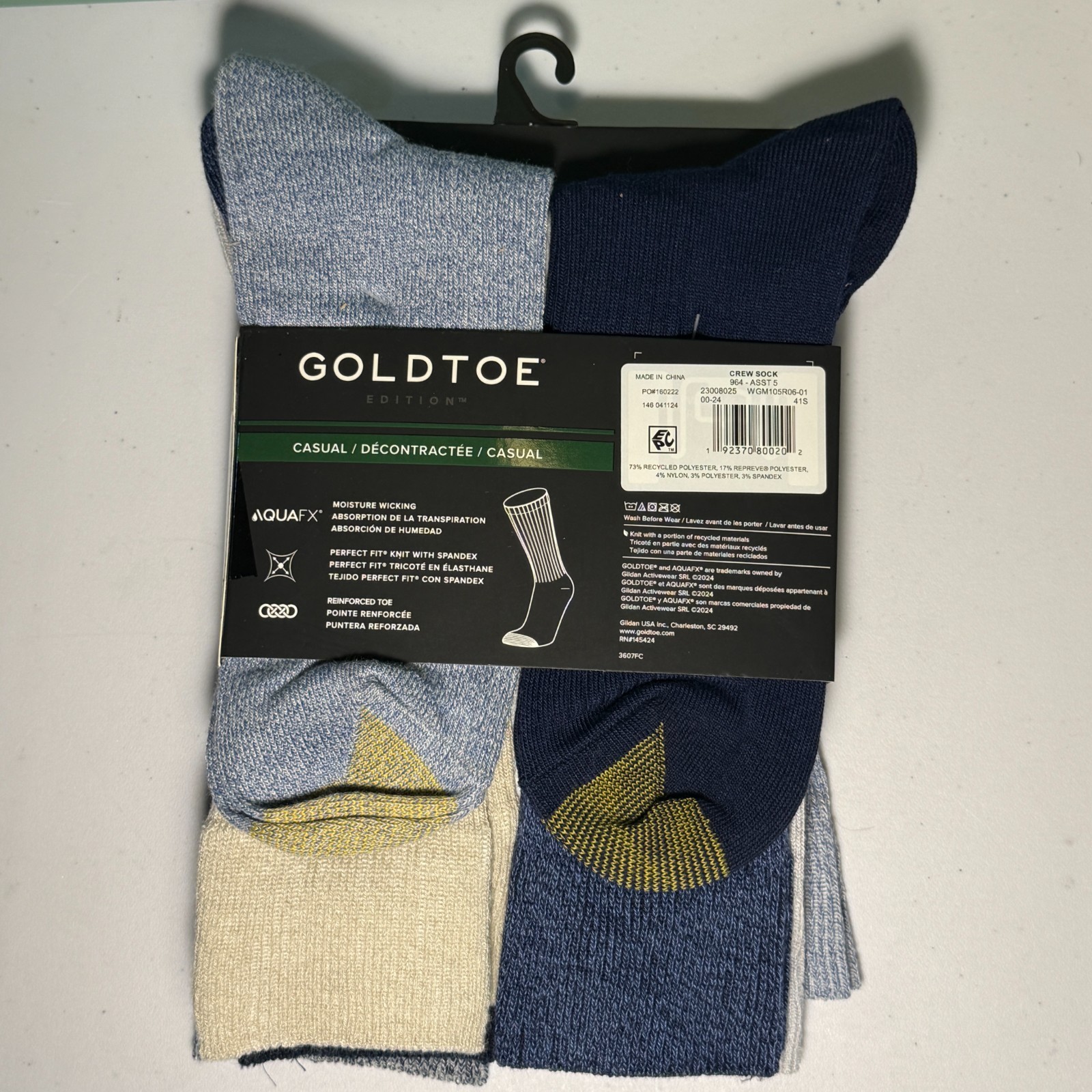 Gold Toe Edition Men’s 6 Pair Casual Crew Socks Assorted Colors Moisture Wicking