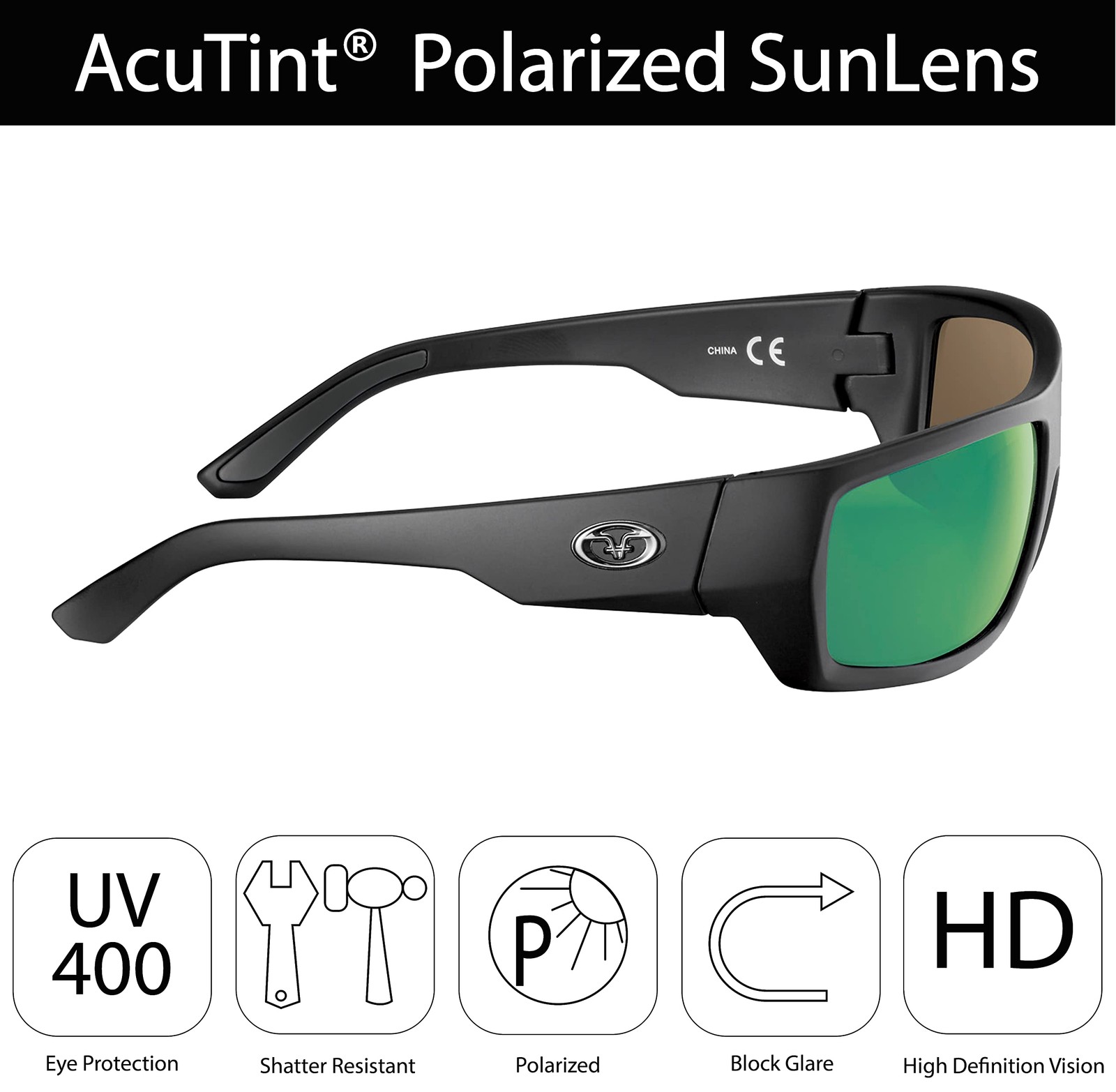 Flying Fisherman Sargasso Medium, Matte Black Frame/Amber-green Mirror Lens