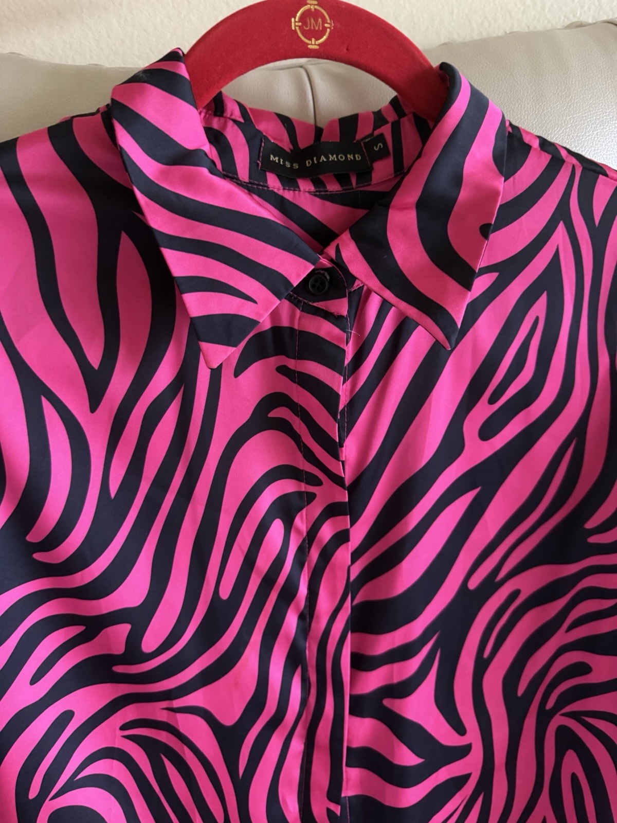 Miss Diamond Designer Statement Zebra Blouse Satin S