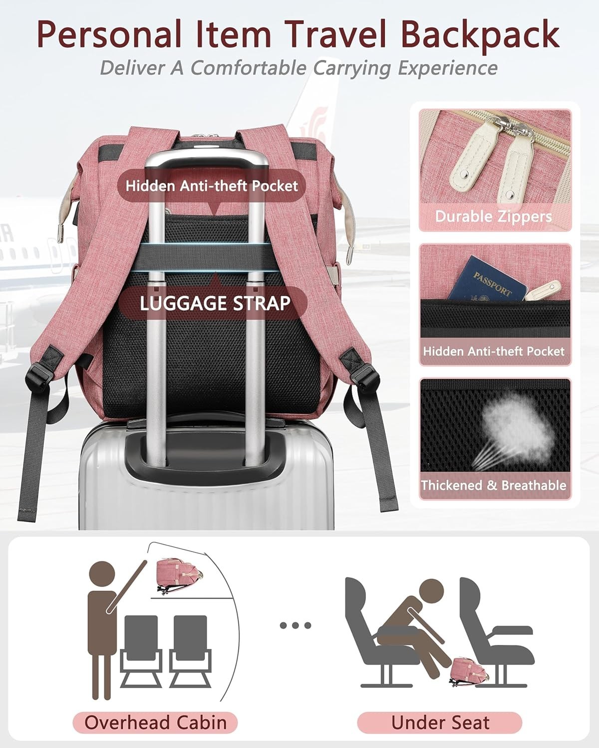 FALANKO Backpack for Women,Wide Open Work Large Student Bookbag for 15.6 Inch