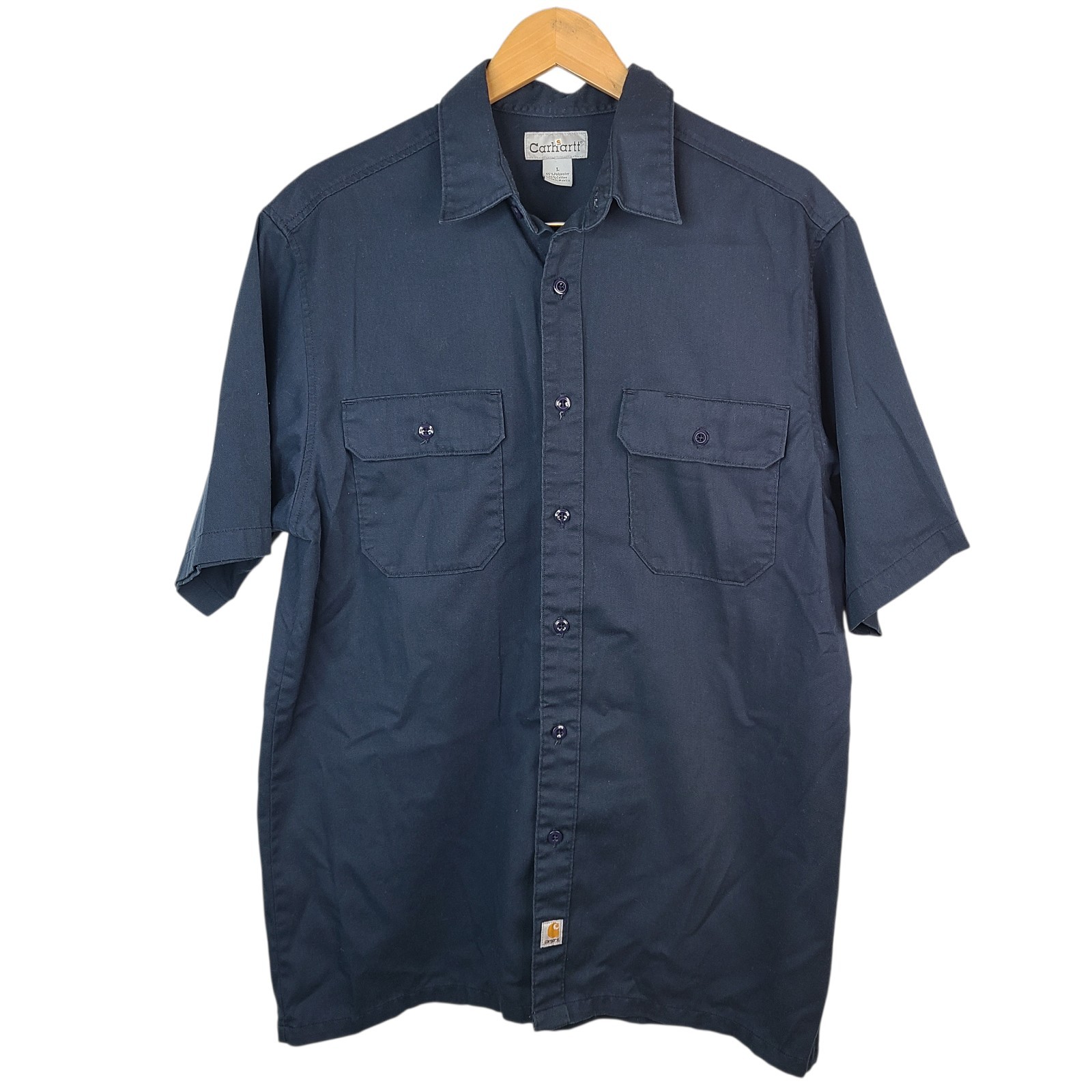 Carhartt Men’s Navy Blue Short Sleeve Button Front Work Shirt 8223 Size Large