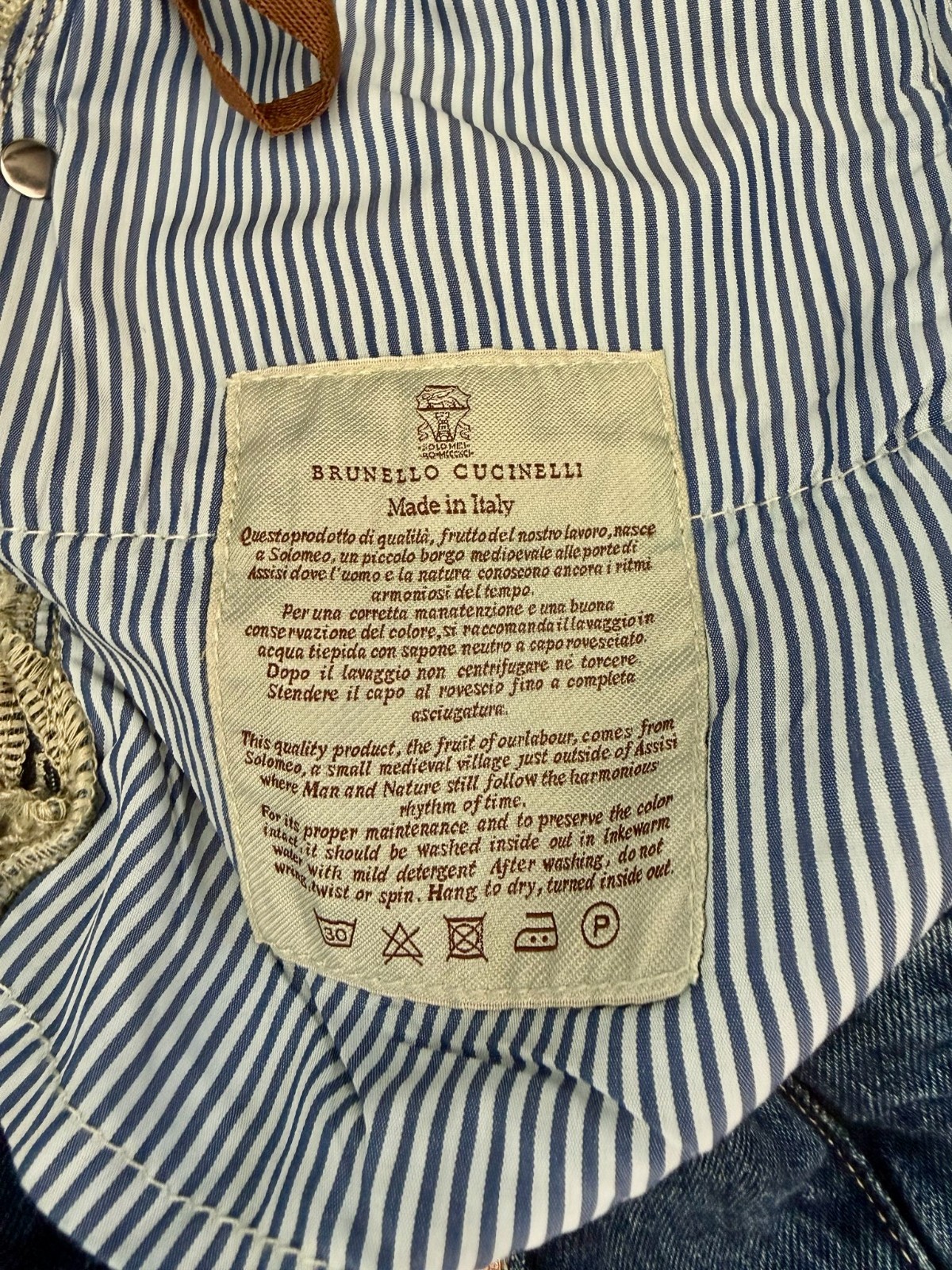 New! BRUNELLO CUCINELLI 100% COTTON WIDE BLUE JEANS PANTS SZ:USA 6