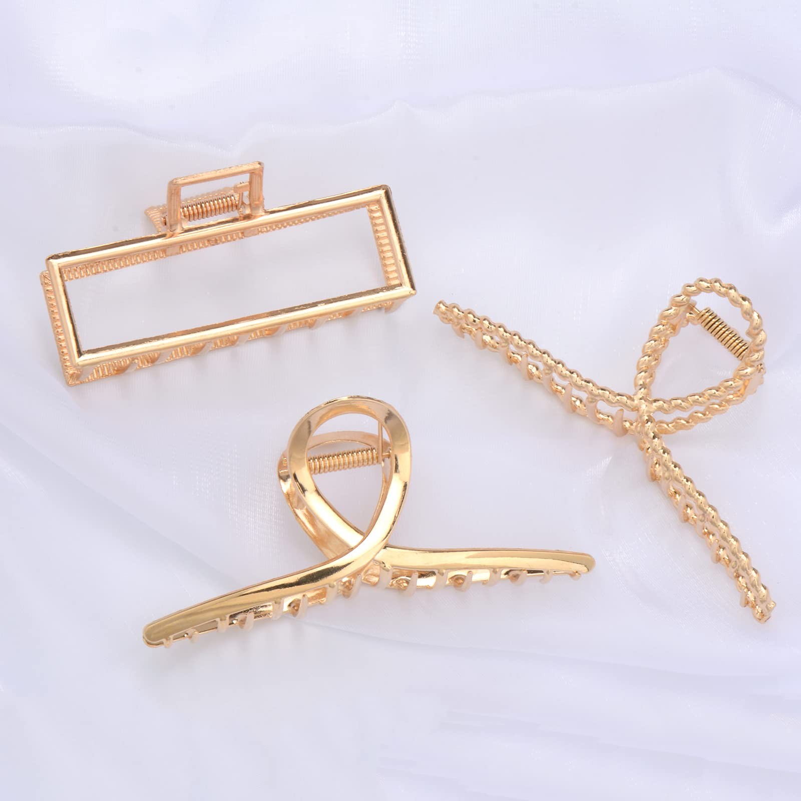 4 PCS Large Metal Hair Clips Thin Thick 4.3 Inch Nonslip Gold Jaw Claw Pins
