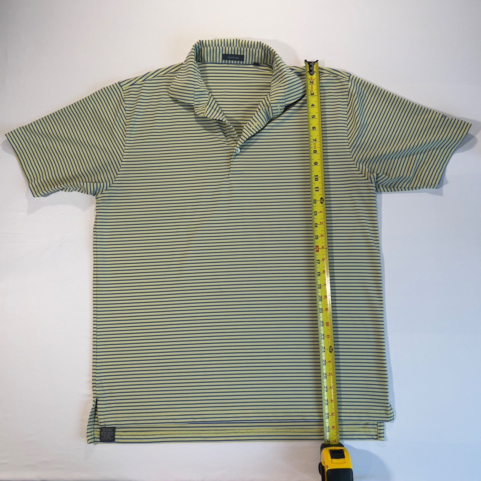 Turtleson Yellow and Blue Striped Performance Polo Large Cobblestone Golf
