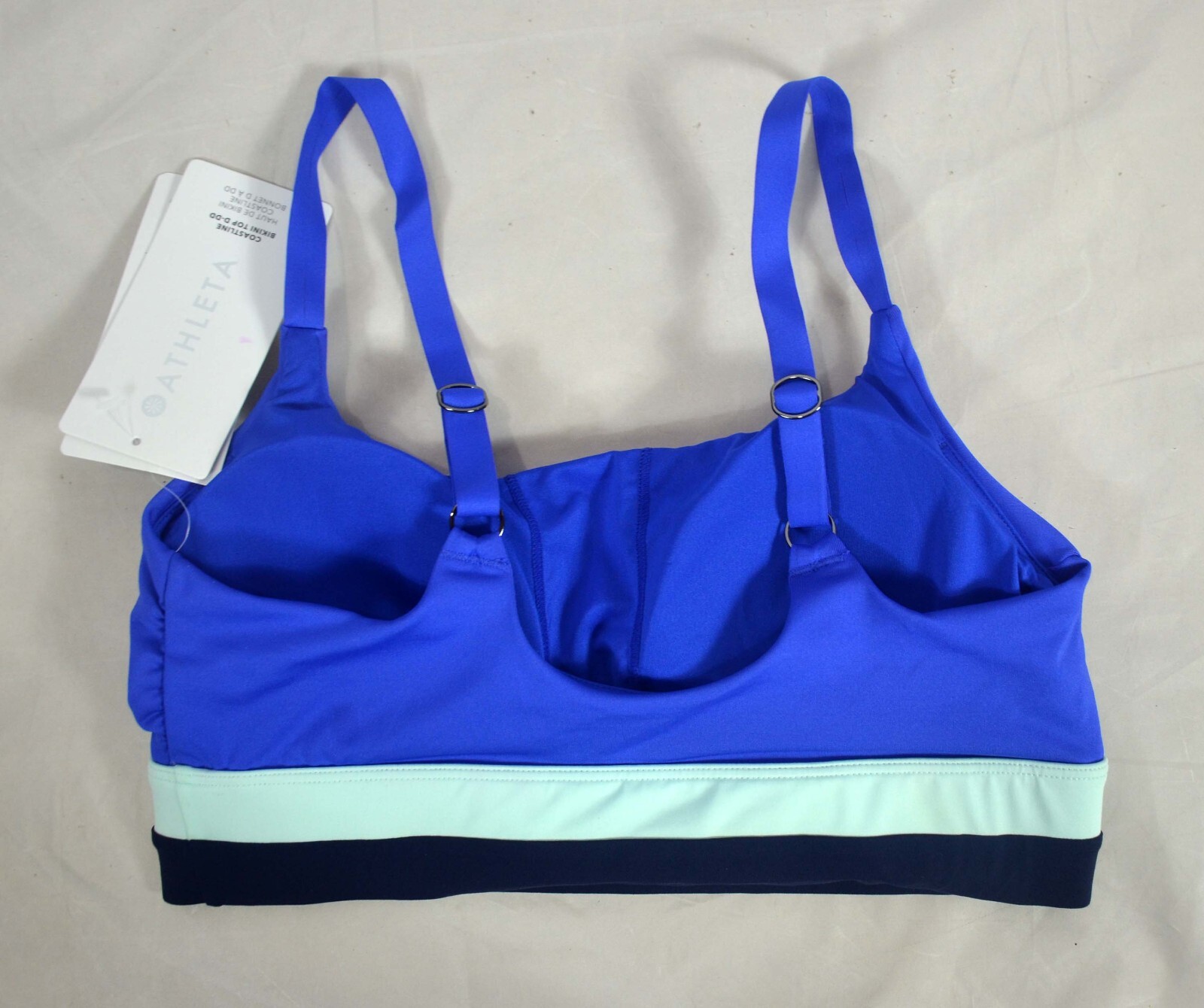 NWT $59 Athleta Size M A-C Cerulean Blue Coastline Bikini Swimsuit Top #988607