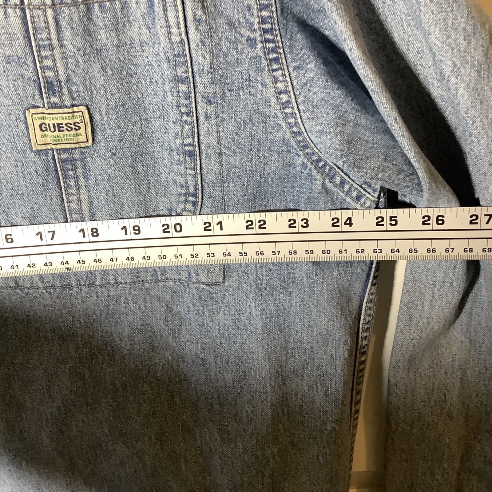 Vtg 80’s Guess USA Made Work Chore Coat 4 Blue Jeans Pocket Hip Hop Denim Xl