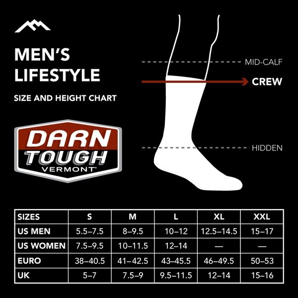 Darn Tough 6032 SOLID Black Men’s Solid Crew Lightweight Lifestyle Socks Dress