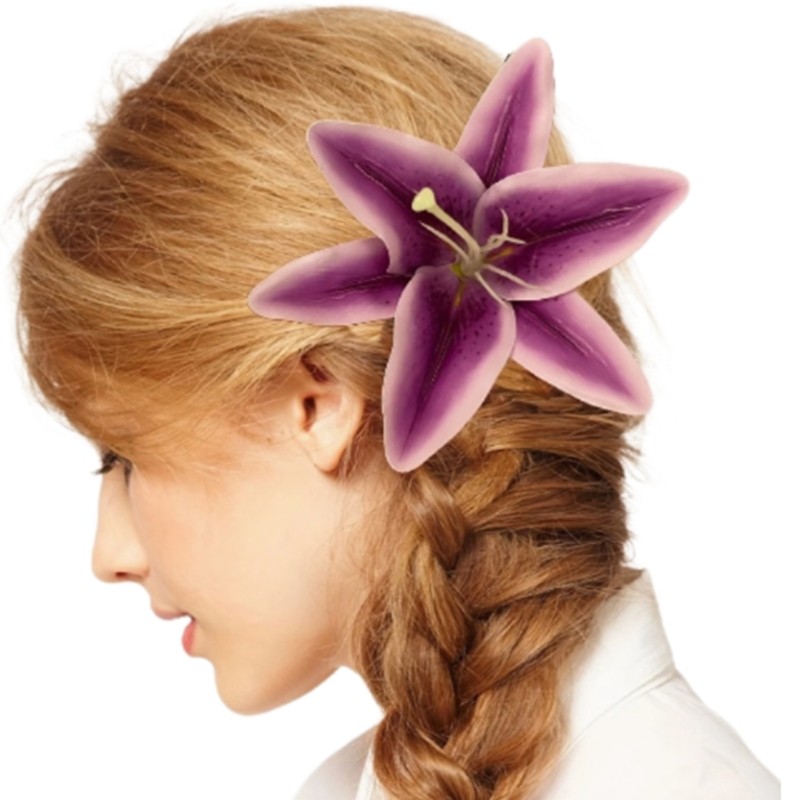 Artistic Hair Claw Accessory 3D Lilies Flower Hair Clamp For Office Lady Daily