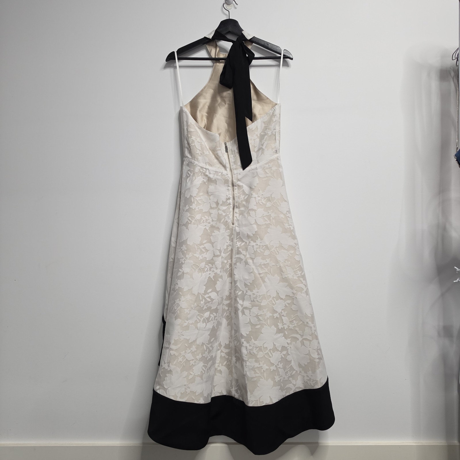 Runaway The Label High-Low Halter Neck Formal Dress White Floral Jacquard Dress