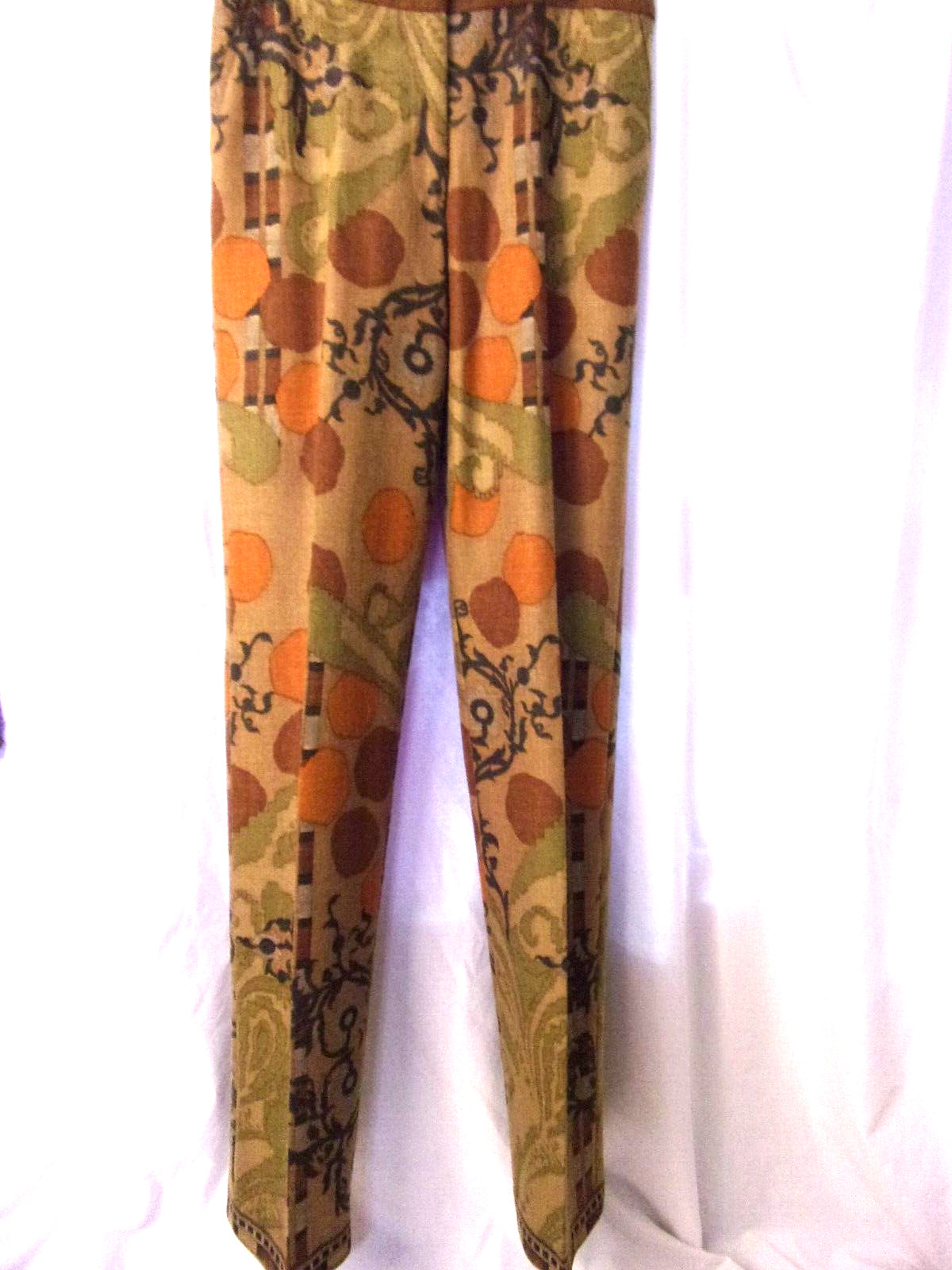 ETRO Milano Wool Op Art Graphic Pants IT40 US4 Browns Golds Fabulous VGC