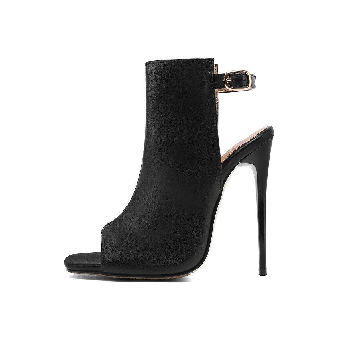 Sexy Women Peep Toe Pumps Shoes 12Cm Thin High Heels Pumps Buckle Size 5-16