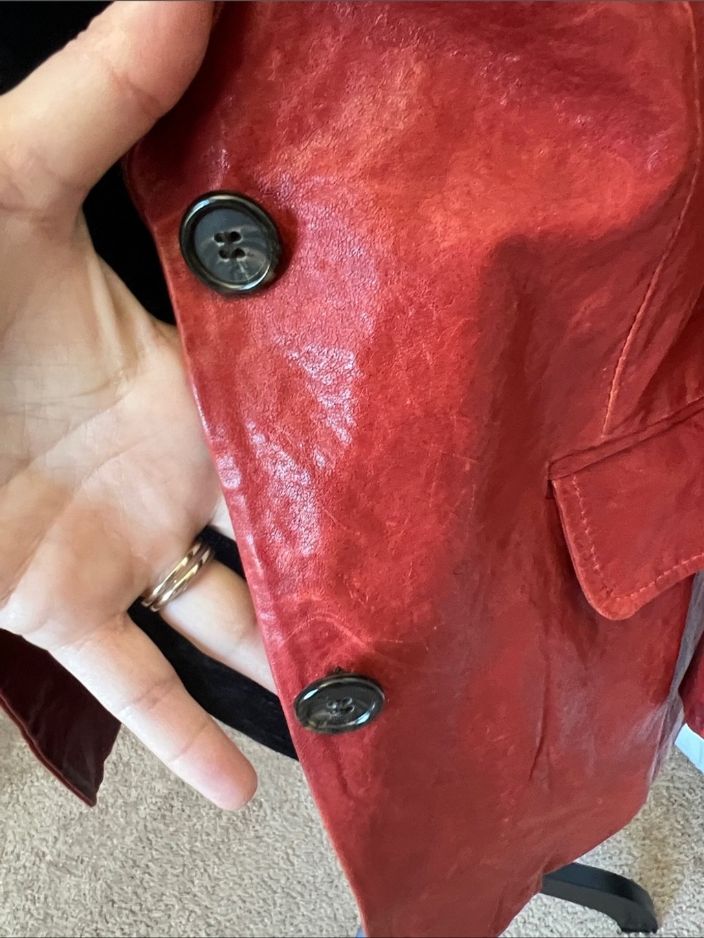 Elizabeth and James Red Leather Blazer Jacket