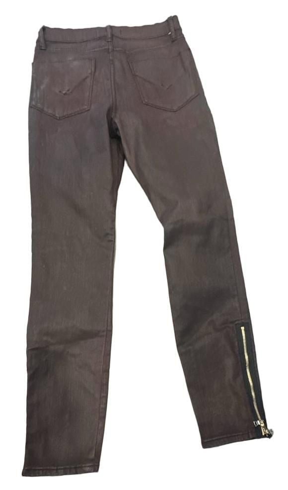 Hudson Los Angeles Brown Coated Ankle Zip Skinny Jeans Size 29