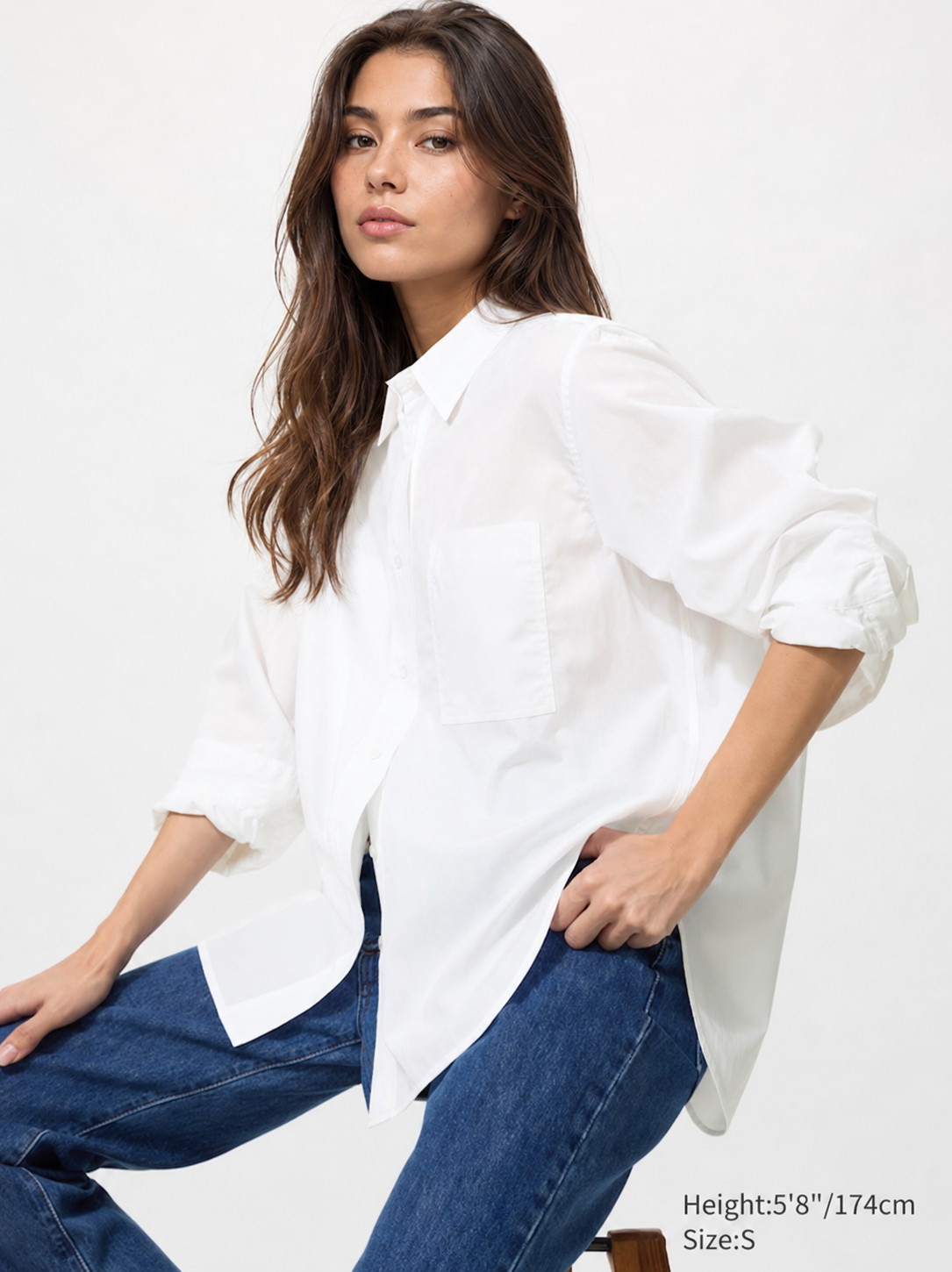 New Uniqlo 100% Cotton Oversized Shirt Women Men White, Size M S L