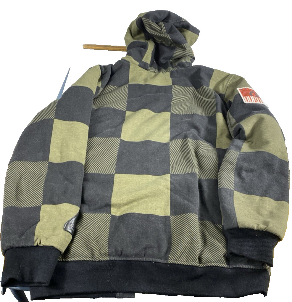 Burton Soft Lining Sherpa Hooded Geometric Warm Thick Full Zip Pull String 40R