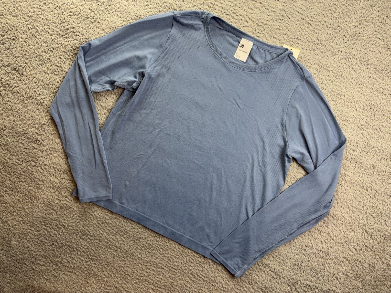 All in Motion Womens Medium Slate Blue Seamless Long Sleeve Top