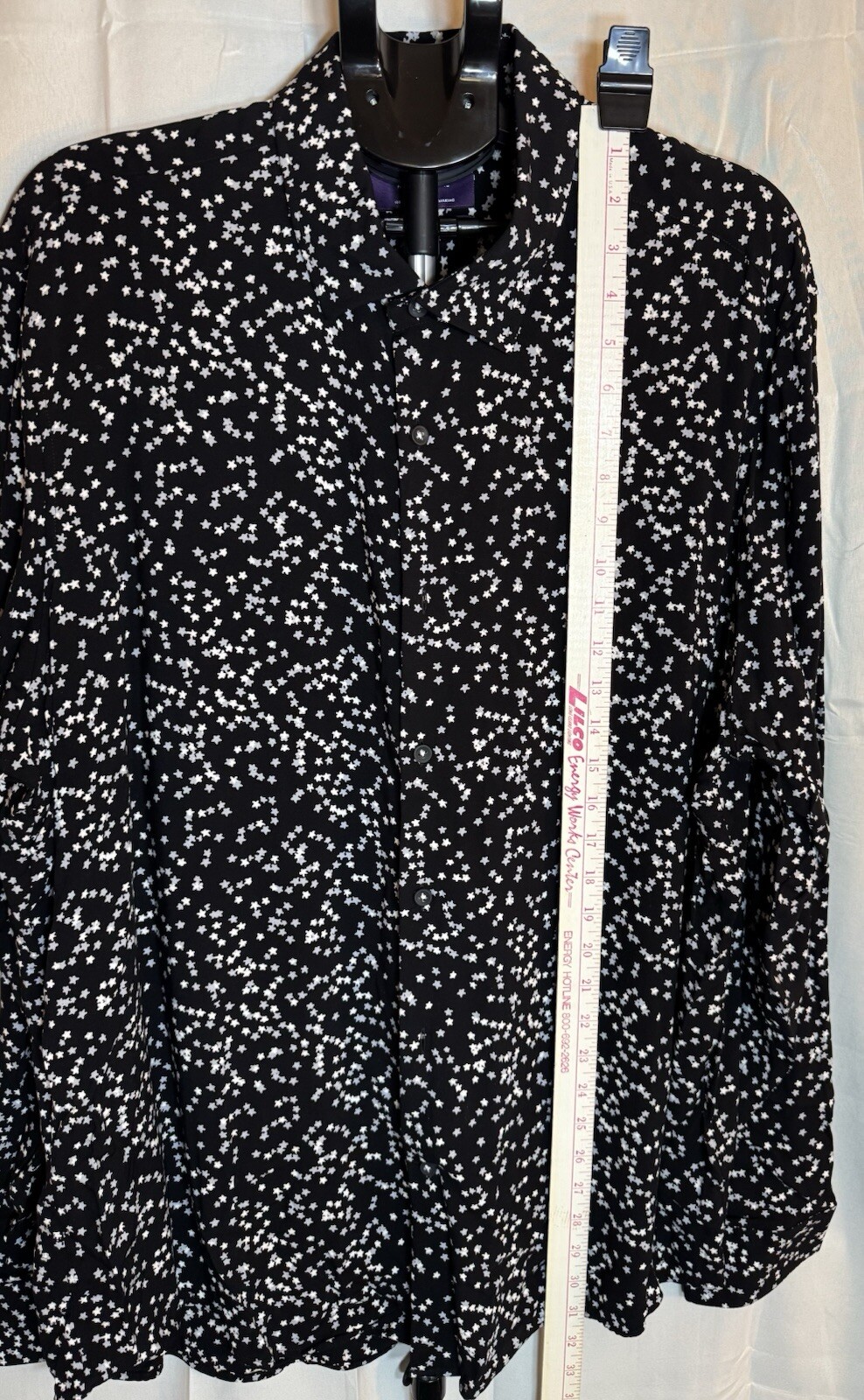 HAWES & CURTIS MAYFAIR SLIM FIT MENS DRESS SHIRT BLACK WITH STARS XXL