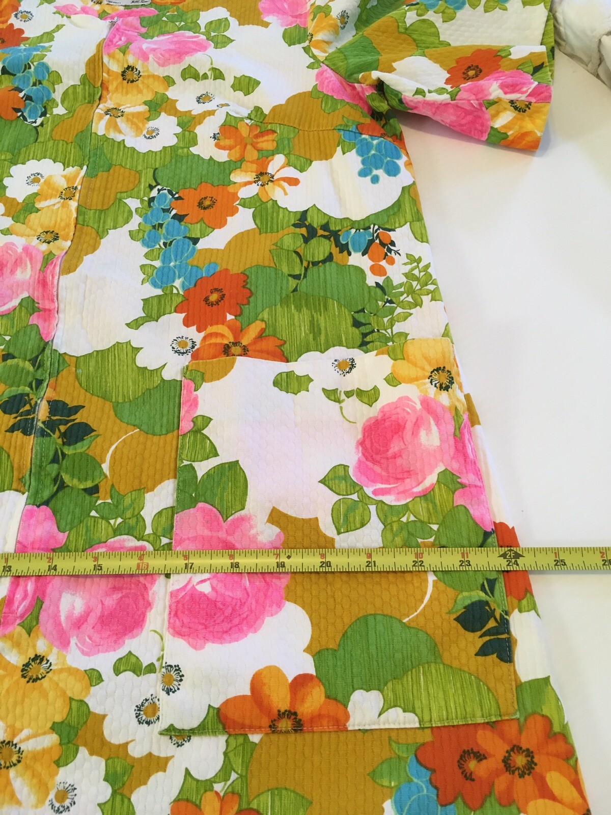 Shaker Square by Bill Sims Vintage Housecoat Front Pockets Metal Zip 60s M/L
