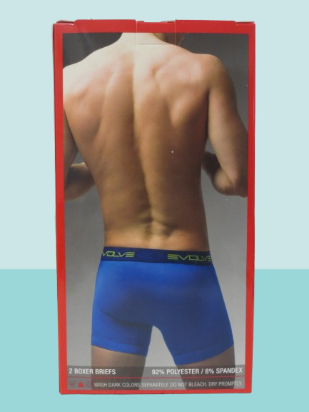 2(X)IST EVOLVE MICRO STRETCH BOXER BRIEF 2 PACK GRAY & BLUE SIZE MEDIUM