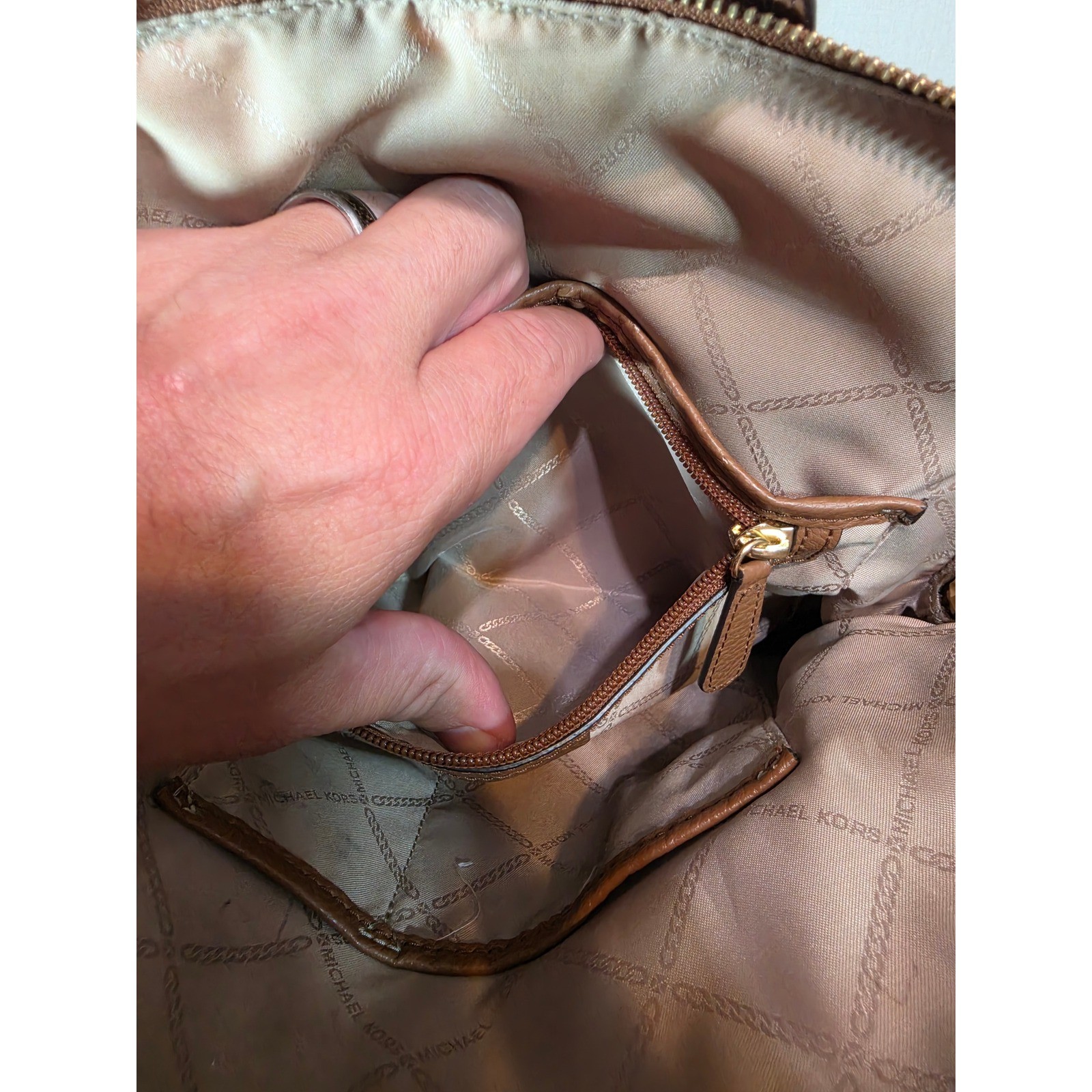 Michael Kors Brooklyn Tan Pebbled Leather Backpack Gold Hardware Acorn Bag
