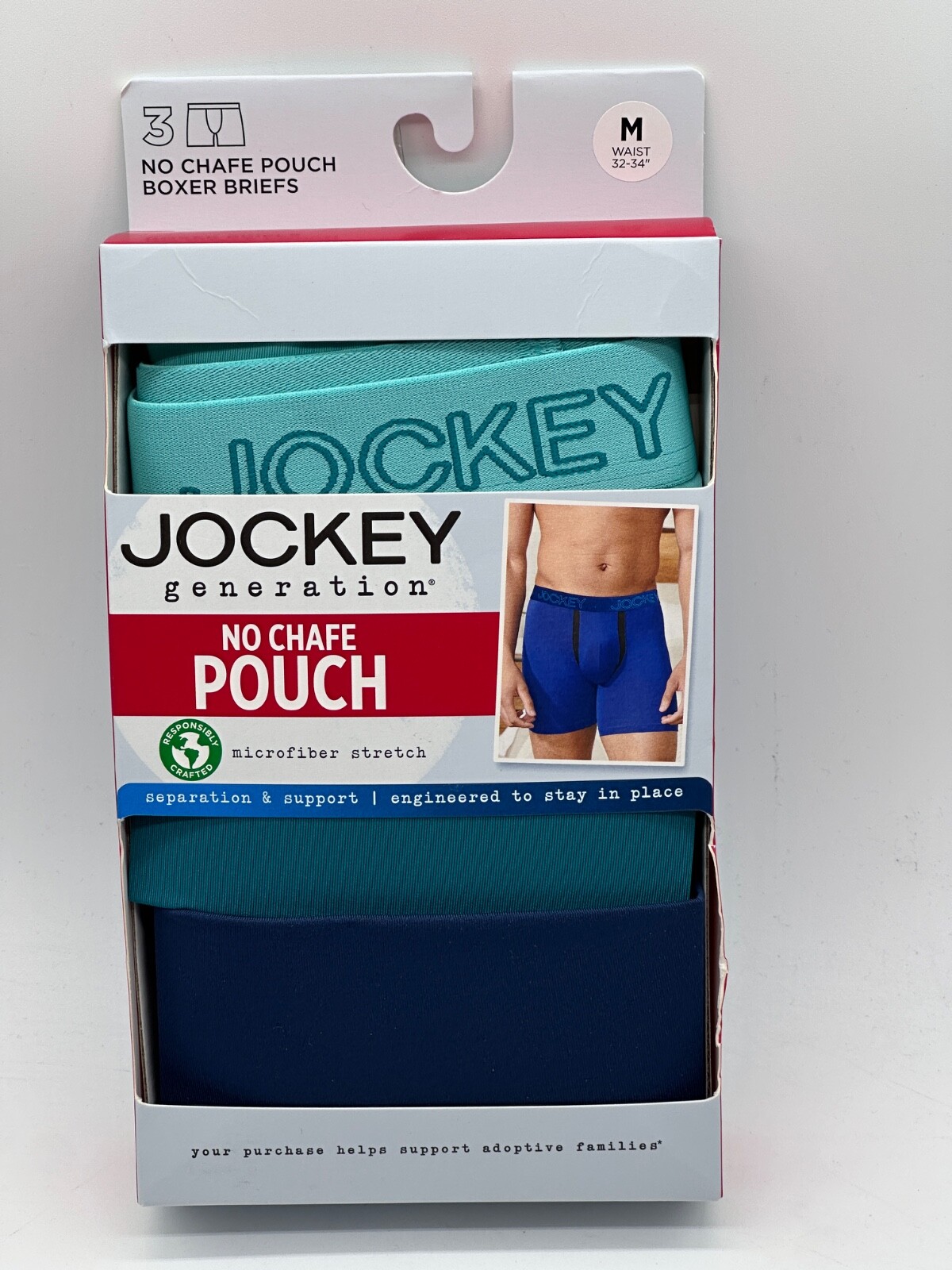 NEW 3 PACK JOCKEY MENS BOXER BRIEFS MICROFIBER STRETCH M/L/XL NO CHAFE POUCH