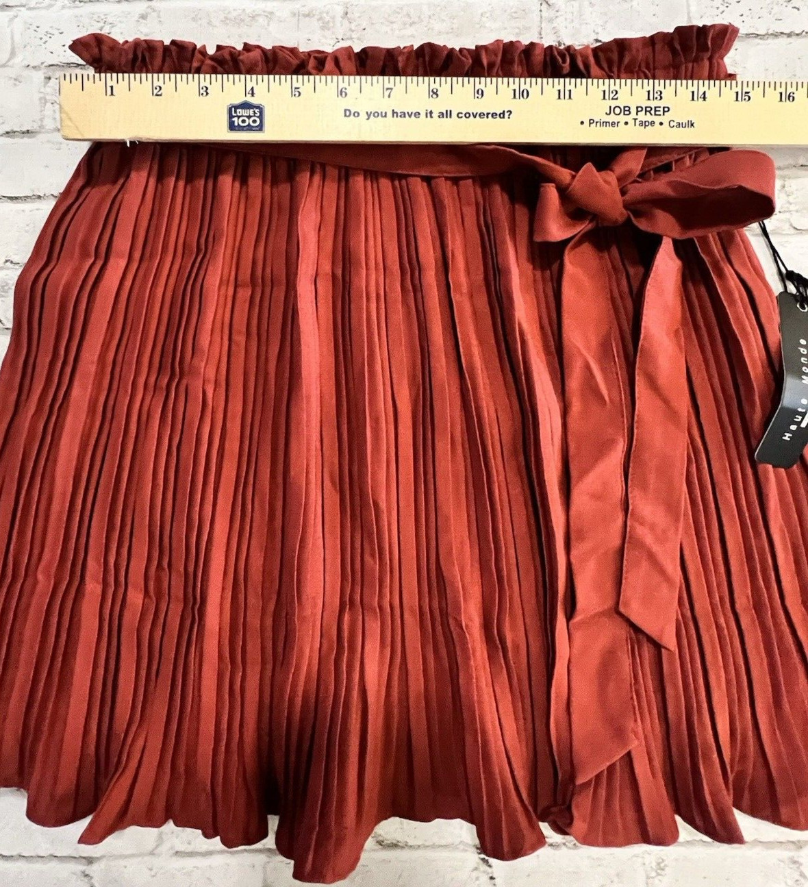 Haute Monde Skirt Womens Pleated Solid Tie Rust Large * READ New