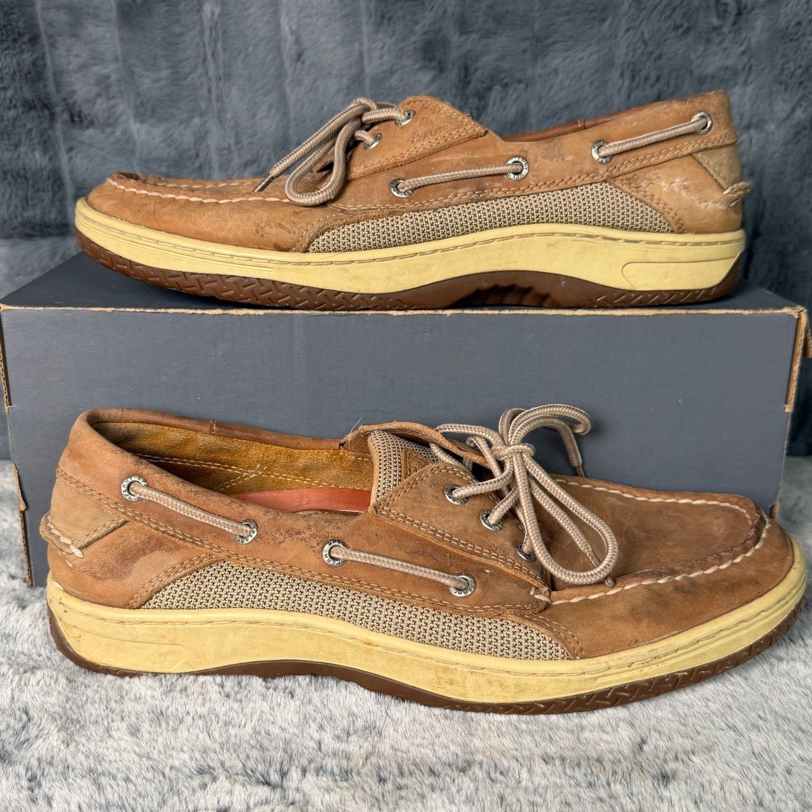 Sperry Top-Sider Billfish Boat Shoes Mens 10.5 Tan Brown Leather Mesh 0799320