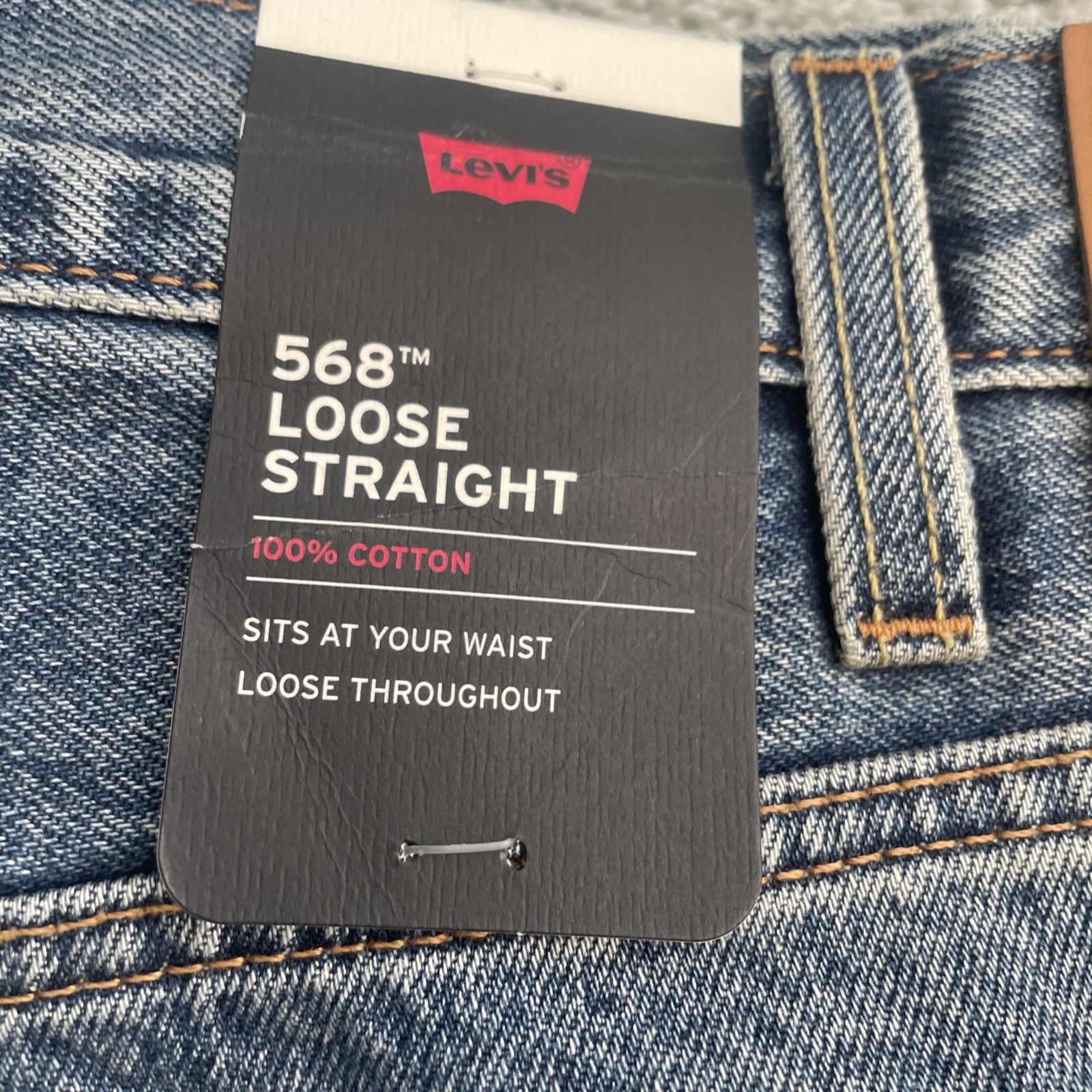 Levi’s Premium 568 Loose Straight Blue Jeans Men’s Measured Sz. 38-39X31 See Des