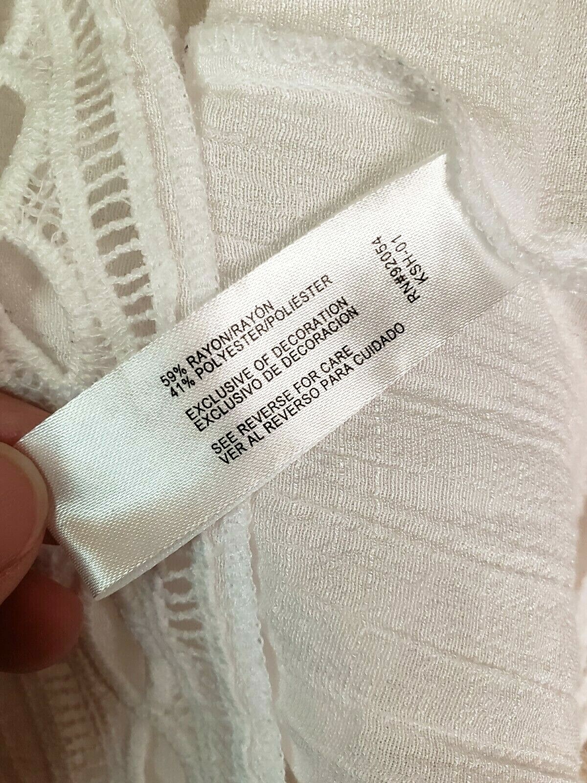 BYdesign Blouse Top 3/4 Sleeve Ruffle Eyelet Crinkled Beachy Boho Peasant size S