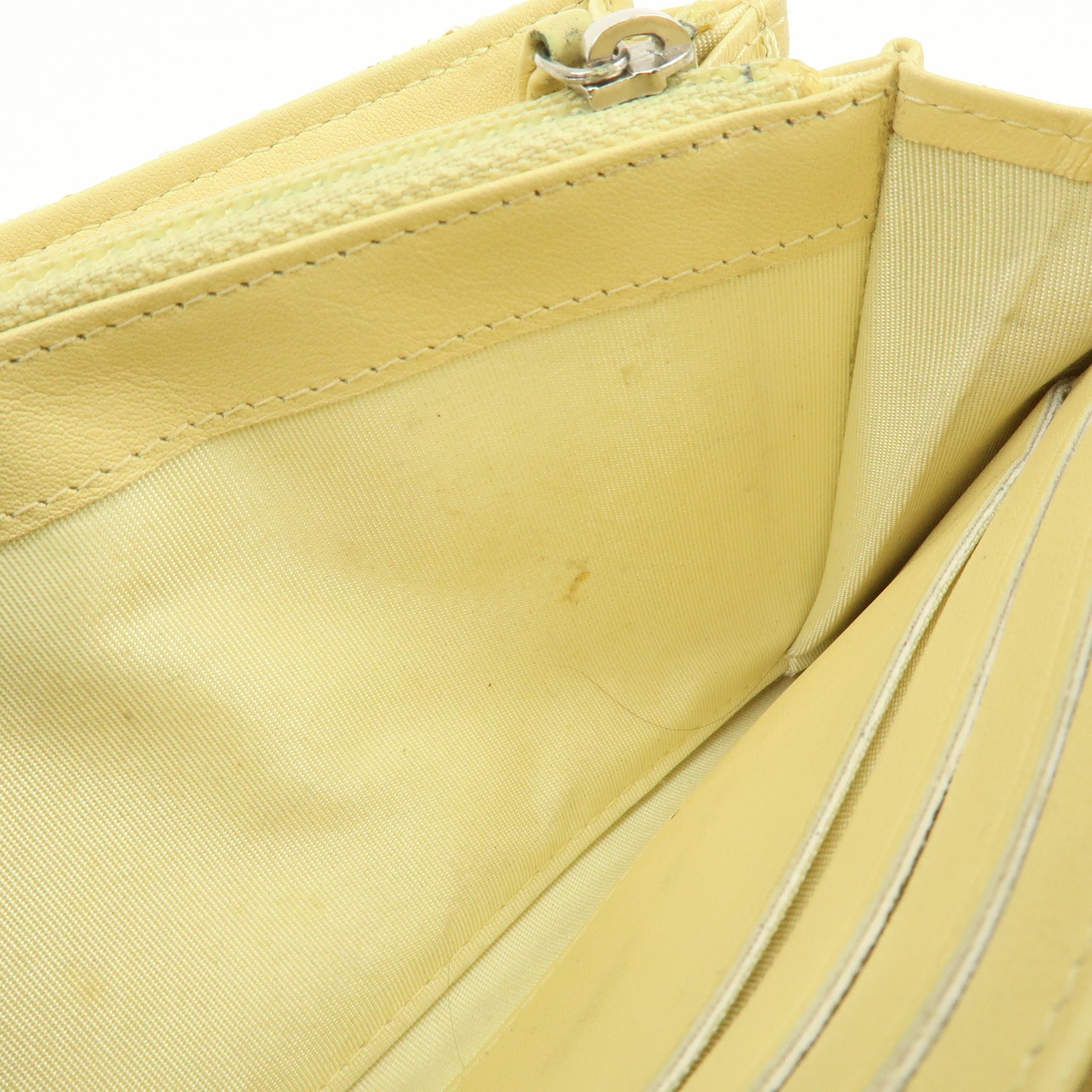 CHANEL Deauville COCO Mark Raffia Leather Long Wallet Yellow Authentic Used F/S