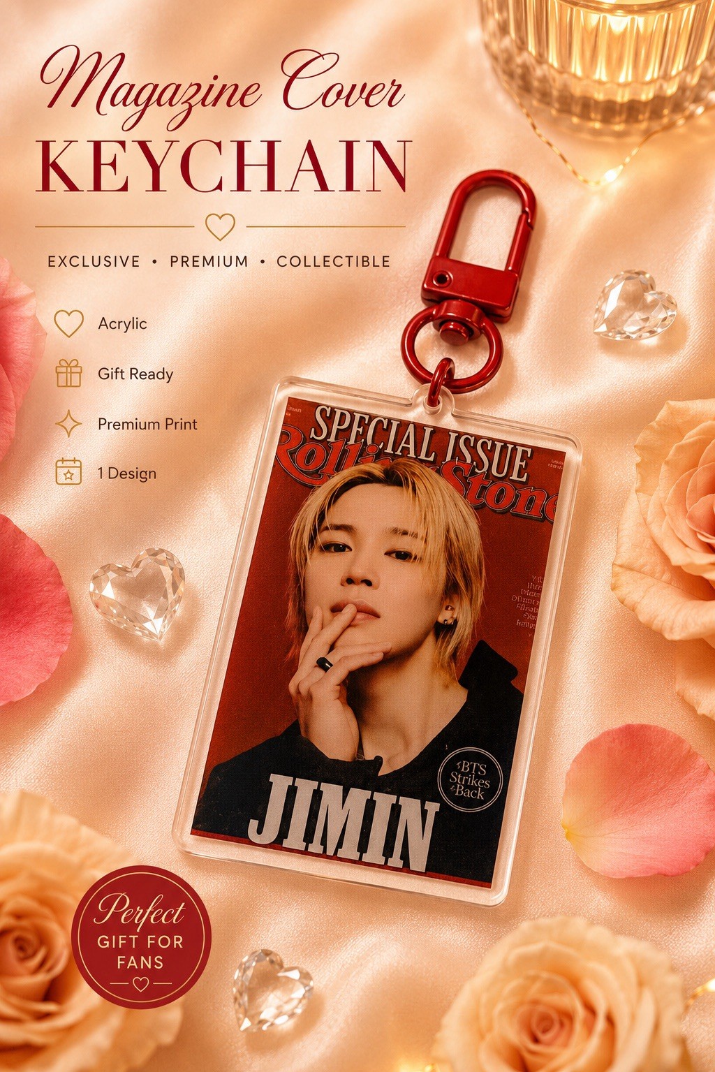 Jimin BTS Rolling Stone Magazine Cover Acrylic Keychain