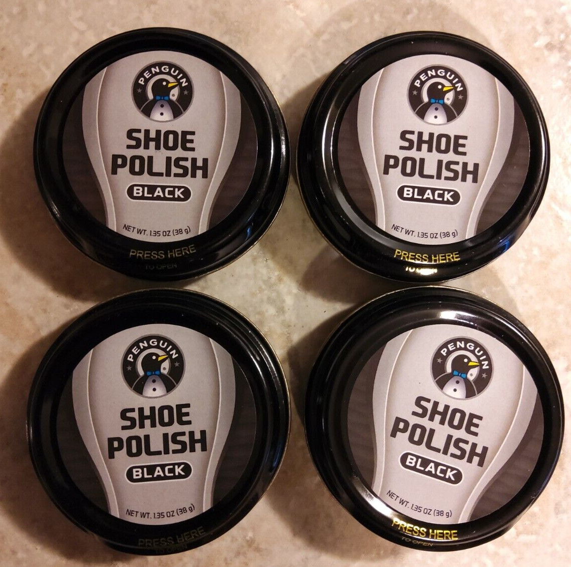 Penquin Shoe Polish (Black) 1.35 oz 4 pack