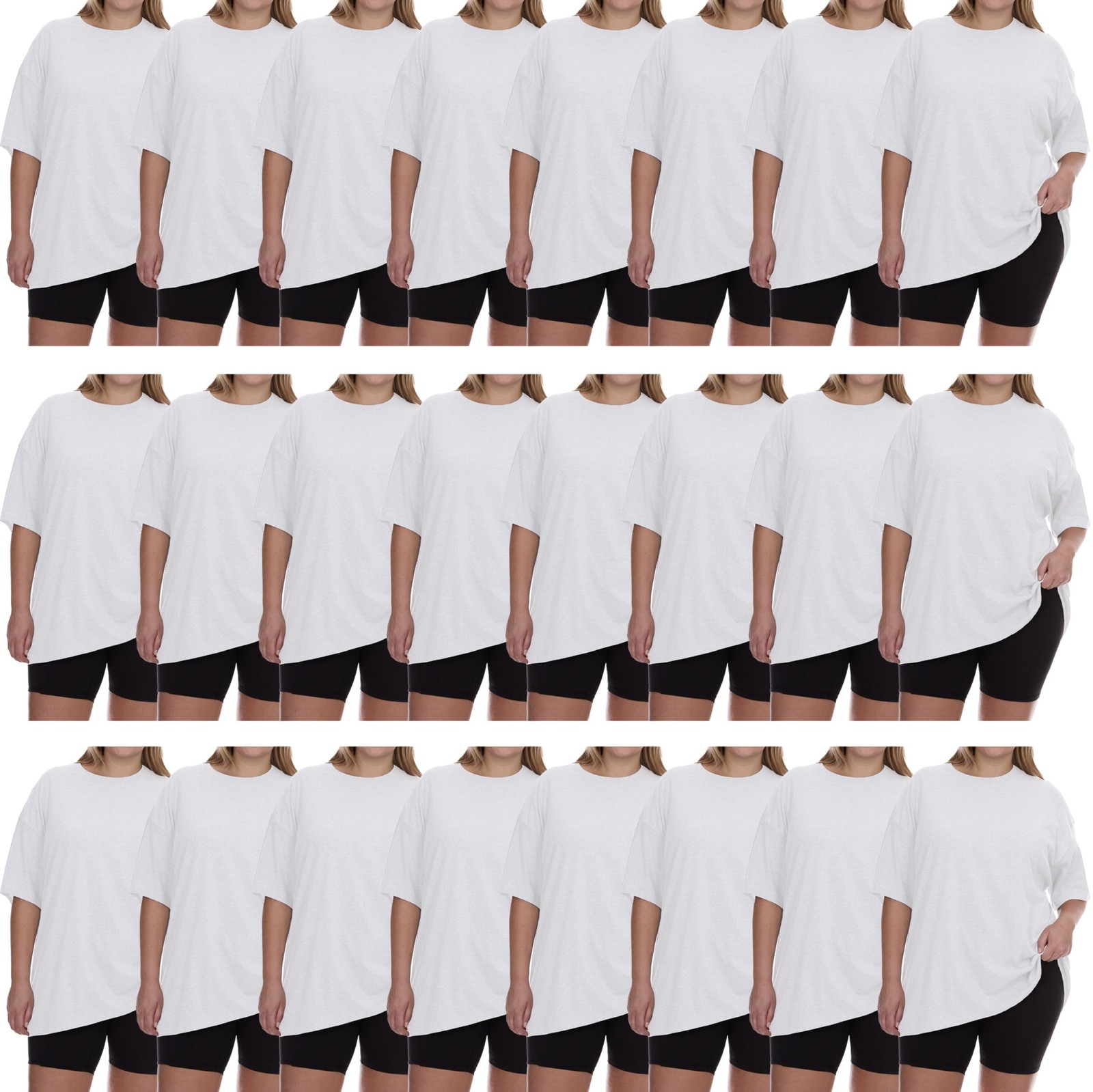 BILLIONHATS Womens Crew Neck Short Sleeve Baggy Loose Tops Oversize Tees
