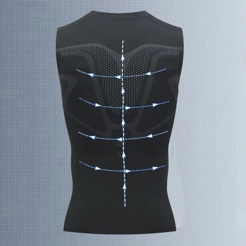 Men Compression Shirt Version Ionic Shaping Sleeveless Vest Sport Tank Top S-2XL