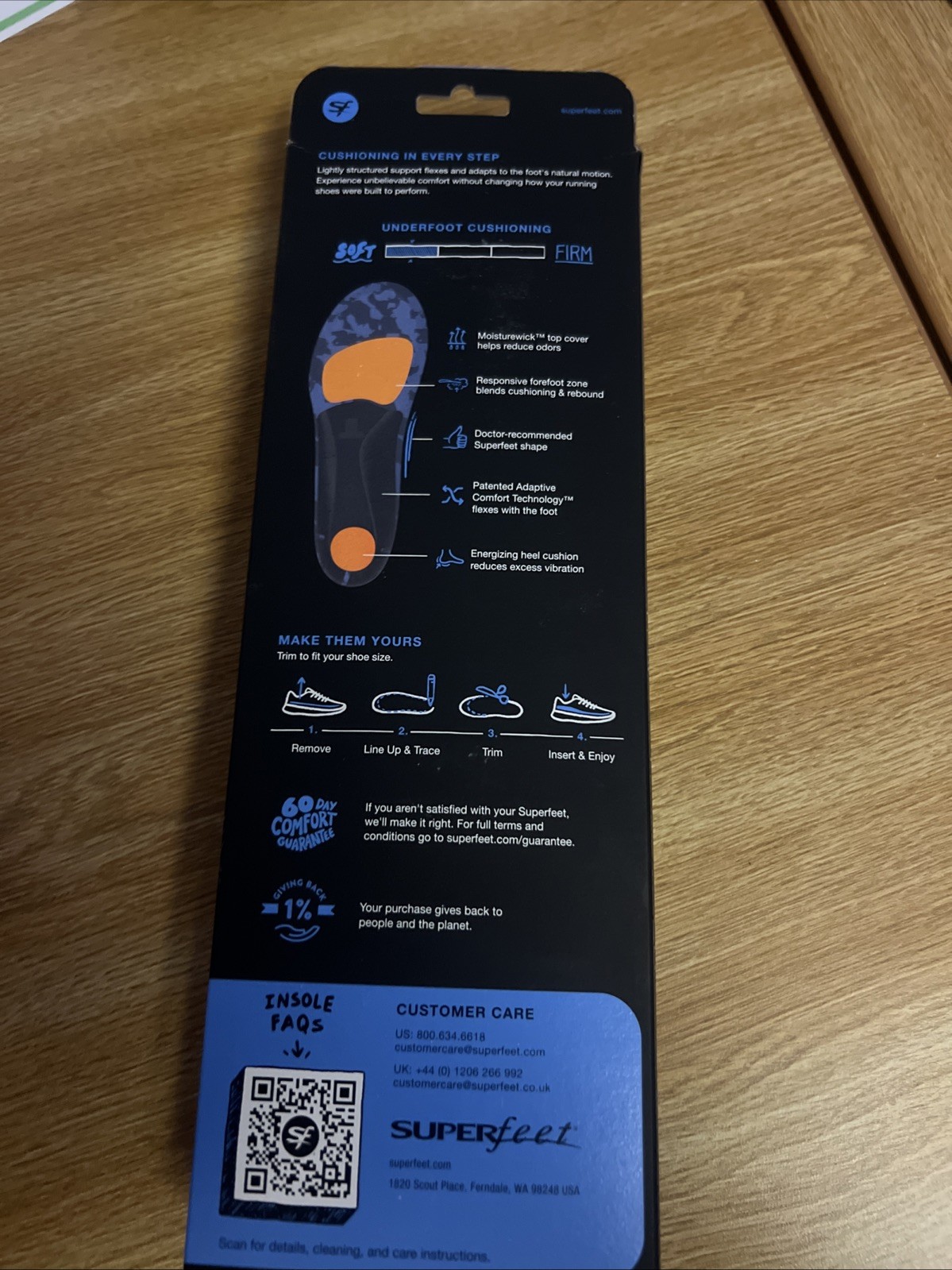 SUPERFEET Run Cushion Medium Arch Support Insoles-Mens 9.5-11, W 10.5-12 (Sz E)
