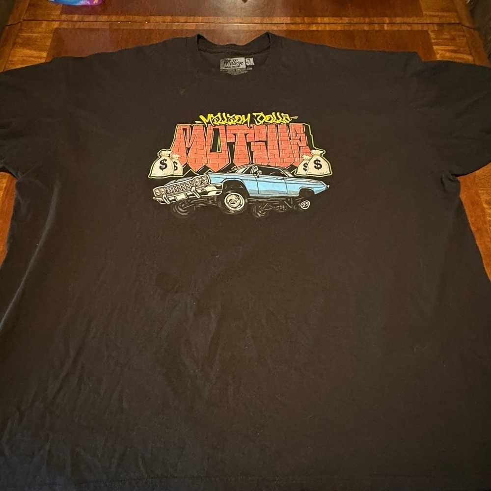 Million Dollar Motive Lowrider Graphic Tee Black Streetwear Car Culture 5K