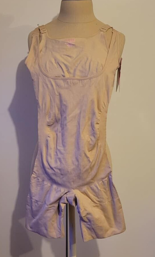 Braless Bodysuit MeMoi SlimMe Thigh Stomach Butt Shaping XL Beige New Tags