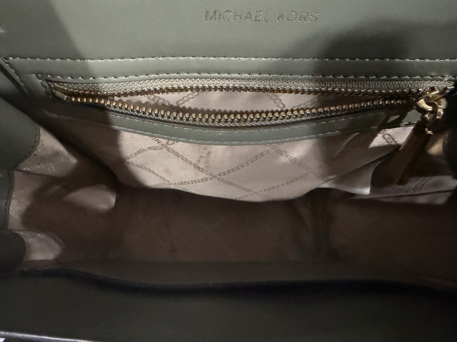 Michael Kors Green Medium Satchel Top Handle Buckle/Zip Gold Detachable Strap