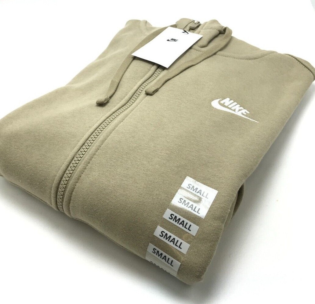 *NEW* Men NIKE CLUB FLEECE FULL-ZIP HOODIE KHAKI (BV2645 247) 👍, Sz SM – 2XL
