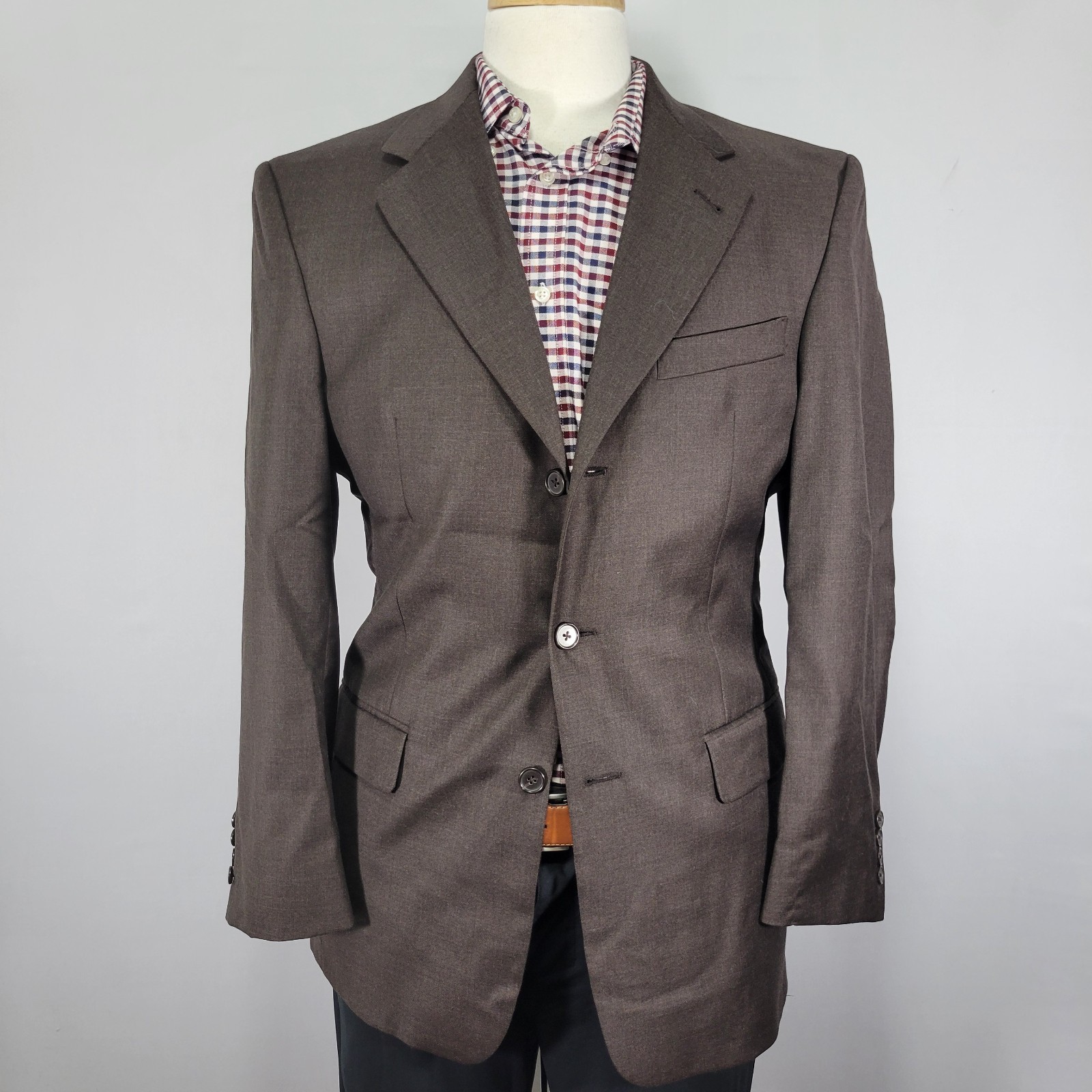 Murano Men’s Sport Coat Blazer Three Button Brown Wool Made in Italy Size 39R
