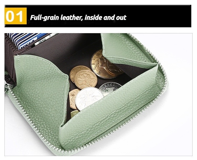 Accordion Style Leather Card Holder RFID Anti-Theft Card Case Coin Change Purse