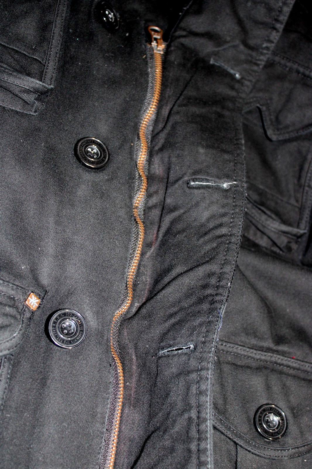 T F G Creative Garments Men Canvas Jacket SZ L Black 4 Pockets Insulated Casual