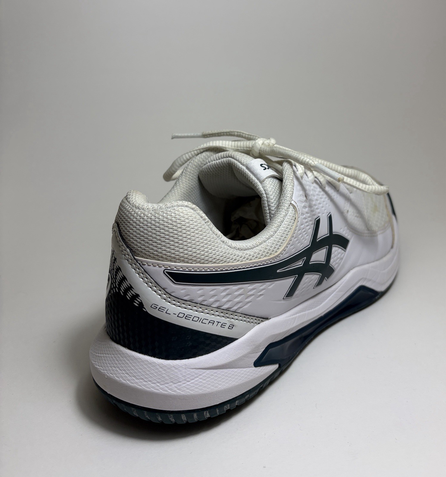 ASICS Gel-Dedicate 8 Men’s Size 8 White/Mako Blue Tennis Shoes